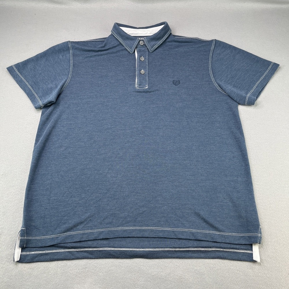 Chaps Mens Medium SeaCoast Wash Blue Short Sleeve Collared Polo